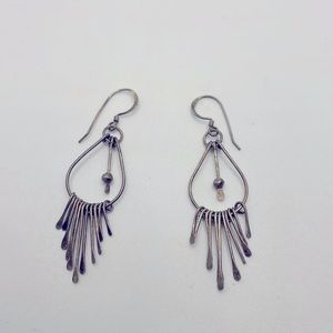 Vintage sterling silver dangle fringe liquid silver drop earrings